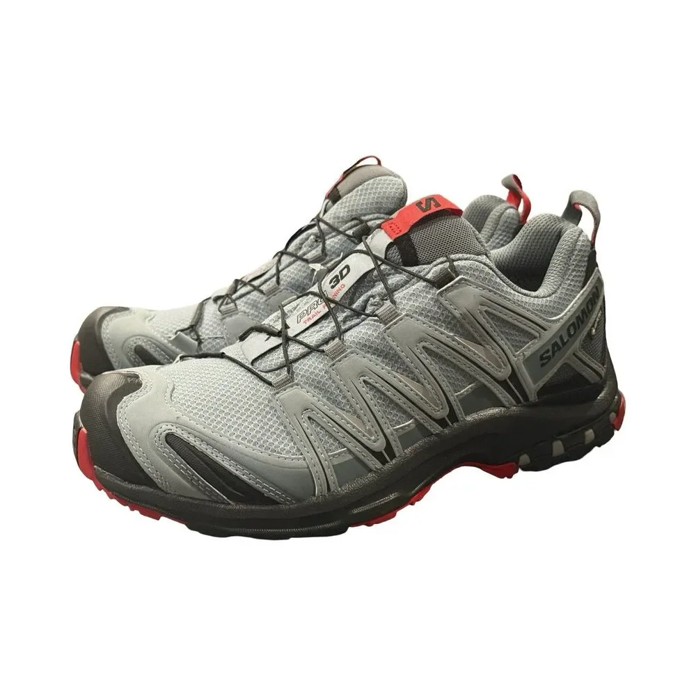 Size 8 Salomon XA Pro 3D GTX Lead Black Cherry Red Mens Trail Shoes 407894